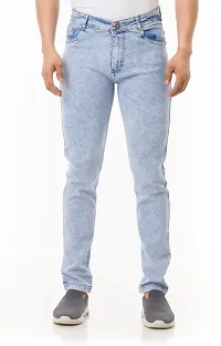 Comfortable Blue Denim Mid-Rise Jeans For Men-thumb1