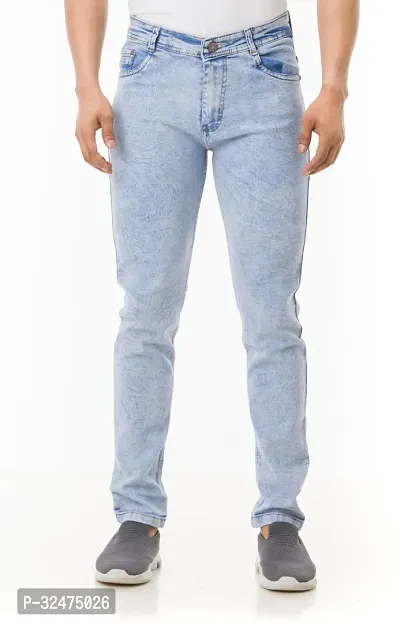 Comfortable Blue Denim Mid-Rise Jeans For Men-thumb2