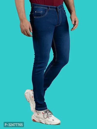 Comfortable Blue Denim Mid-Rise Jeans For Men-thumb3