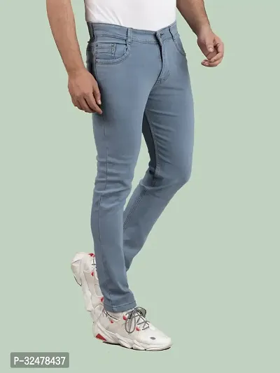 Comfortable Grey Denim Mid-Rise Jeans For Men-thumb3