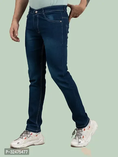 Comfortable Blue Denim Mid-Rise Jeans For Men-thumb0