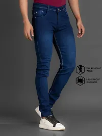 Comfortable Blue Denim Mid-Rise Jeans For Men-thumb3