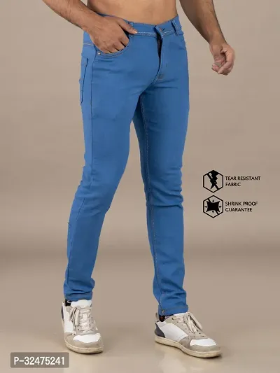 Comfortable Blue Denim Mid-Rise Jeans For Men-thumb3