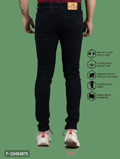 Stylish Black Denim Solid Mid-Rise Jeans For Men-thumb2