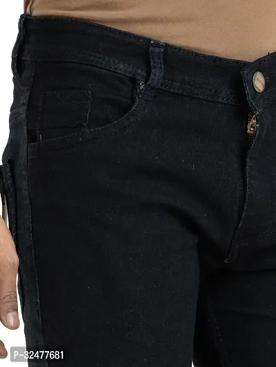 Comfortable Black Denim Mid-Rise Jeans For Men-thumb4