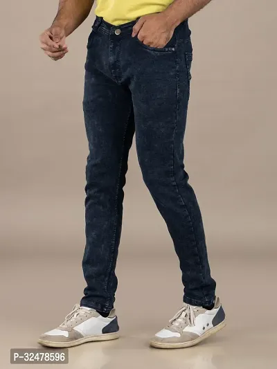 Comfortable Grey Denim Mid-Rise Jeans For Men