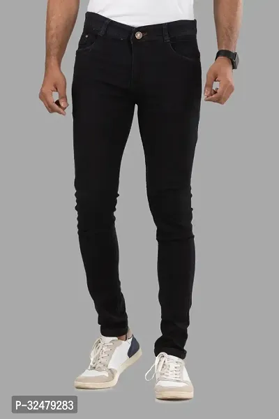 Comfortable Black Denim Mid-Rise Jeans For Men-thumb2