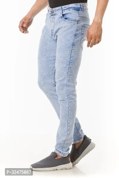 Comfortable Blue Denim Mid-Rise Jeans For Men-thumb0