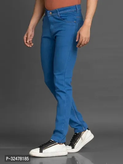 Comfortable Blue Denim Mid-Rise Jeans For Men-thumb0