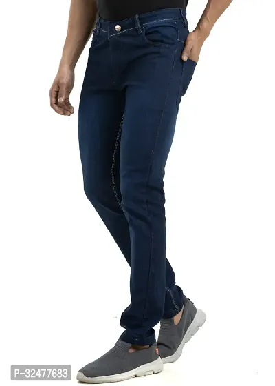 Comfortable Blue Denim Mid-Rise Jeans For Men-thumb3