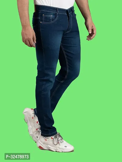 Comfortable Blue Denim Mid-Rise Jeans For Men-thumb3