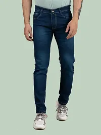 Comfortable Blue Denim Mid-Rise Jeans For Men-thumb1