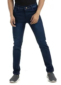 Comfortable Blue Denim Mid-Rise Jeans For Men-thumb1