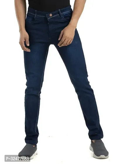 Comfortable Blue Denim Mid-Rise Jeans For Men-thumb2