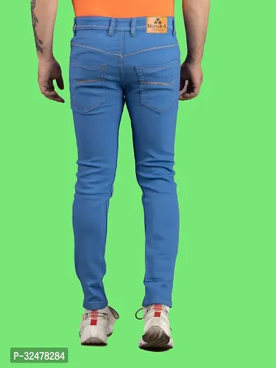 Comfortable Blue Denim Mid-Rise Jeans For Men-thumb2