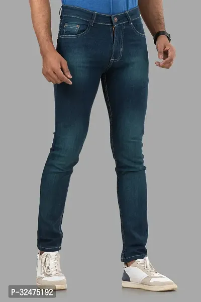 Comfortable Blue Denim Mid-Rise Jeans For Men-thumb3