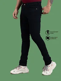 Comfortable Black Denim Mid-Rise Jeans For Men-thumb3