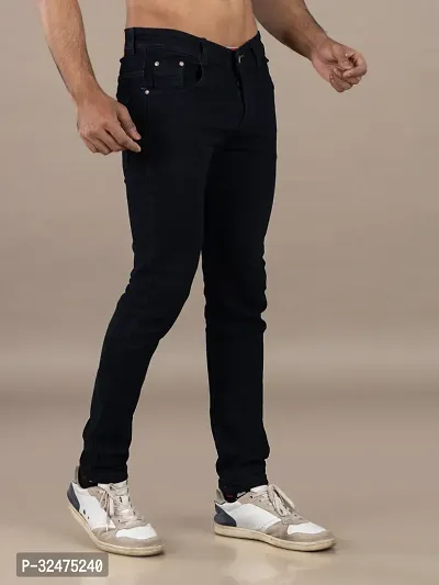 Comfortable Black Denim Mid-Rise Jeans For Men-thumb3