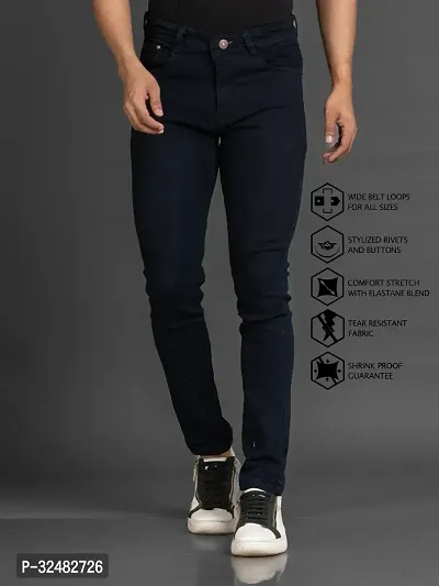 Elegant Denim Solid Jeans For Men And Boys-thumb0