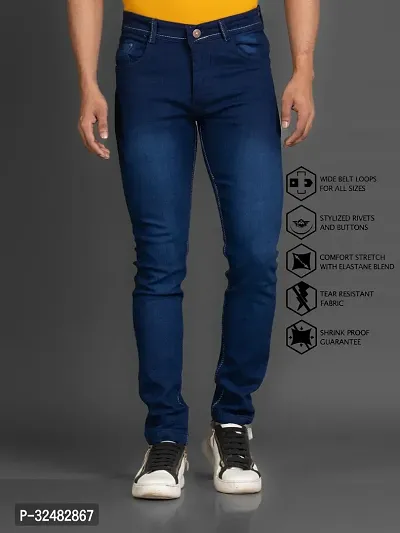 Elegant Denim Solid Jeans For Men And Boys-thumb0