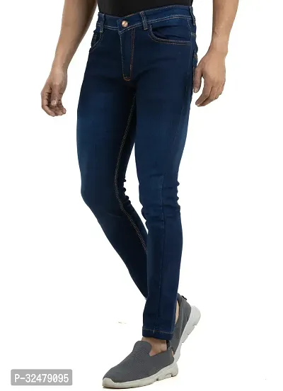 Comfortable Purple Denim Mid-Rise Jeans For Men