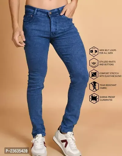 Stylish Denim Solid Mid-Rise Jeans For Men-thumb0