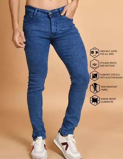 Stylish Denim Solid Jeans For Men
