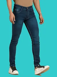 Comfortable Blue Denim Mid-Rise Jeans For Men-thumb2