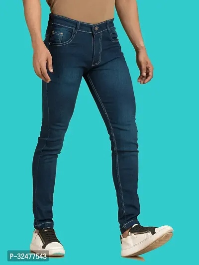 Comfortable Blue Denim Mid-Rise Jeans For Men-thumb3