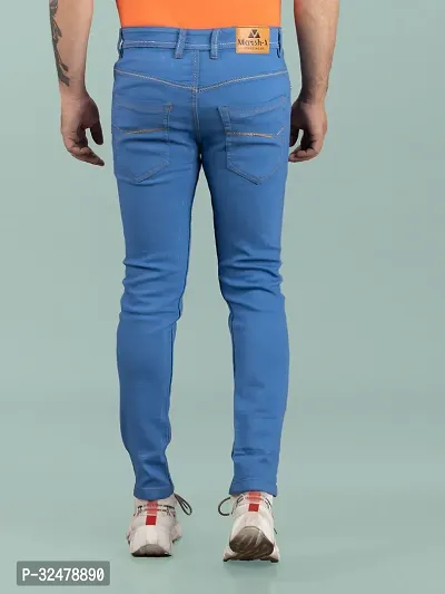 Comfortable Blue Denim Mid-Rise Jeans For Men-thumb2