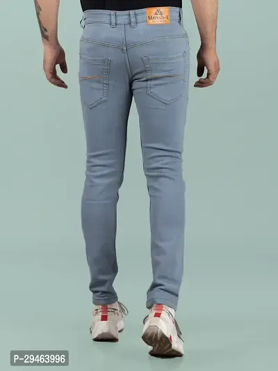 Stylish Grey Denim Solid Mid-Rise Jeans For Men-thumb2