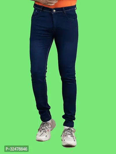 Comfortable Blue Denim Mid-Rise Jeans For Men-thumb4