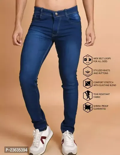 Stylish Denim Solid Mid-Rise Jeans For Men-thumb0