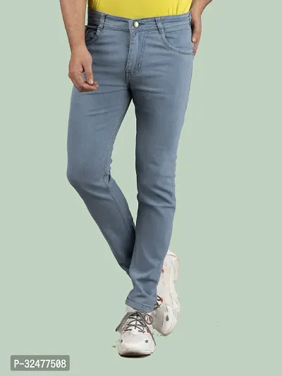 Comfortable Grey Denim Mid-Rise Jeans For Men-thumb2