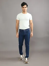 Stylish Blue Denim Solid Mid-Rise Jeans For Men-thumb2