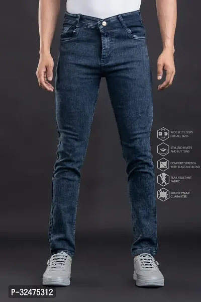 Comfortable Grey Denim Mid-Rise Jeans For Men-thumb2