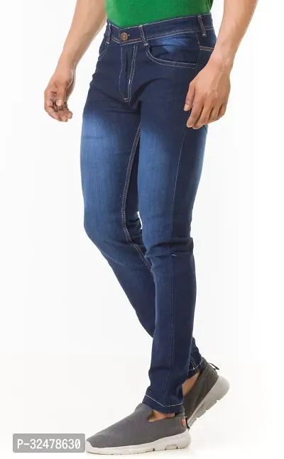 Comfortable Blue Denim Mid-Rise Jeans For Men-thumb0