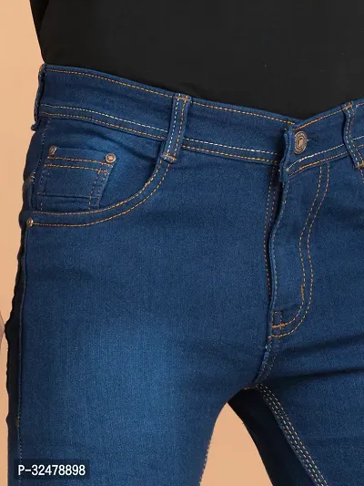 Comfortable Blue Denim Mid-Rise Jeans For Men-thumb4