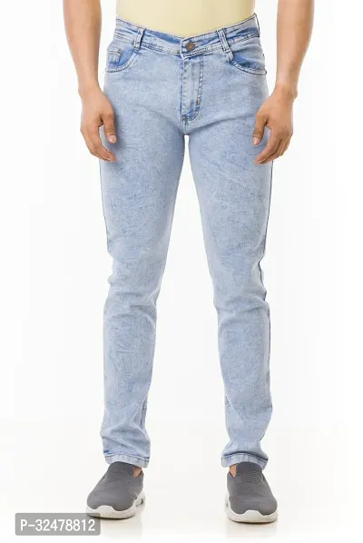 Comfortable Blue Denim Mid-Rise Jeans For Men-thumb2