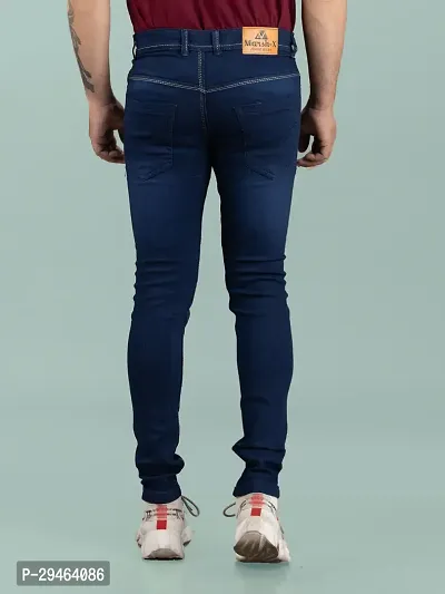 Stylish Blue Denim Solid Mid-Rise Jeans For Men-thumb2