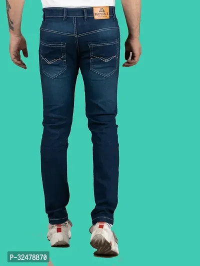 Comfortable Blue Denim Mid-Rise Jeans For Men-thumb2