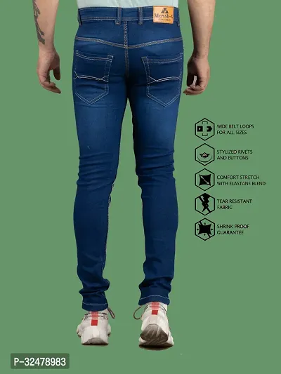 Comfortable Blue Denim Mid-Rise Jeans For Men-thumb2