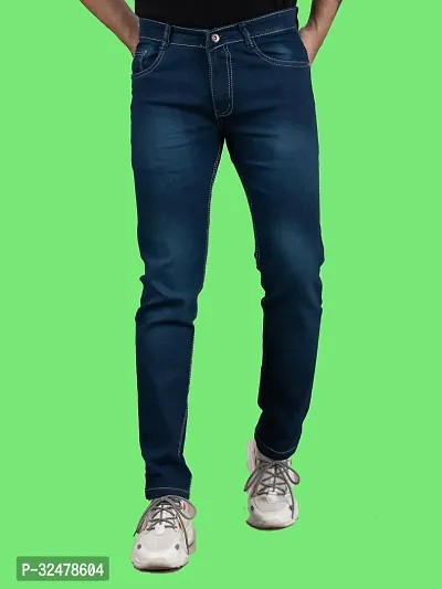 Comfortable Blue Denim Mid-Rise Jeans For Men-thumb4