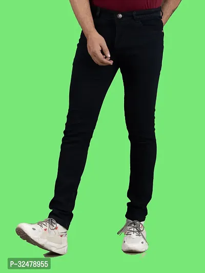 Comfortable Black Denim Mid-Rise Jeans For Men-thumb4