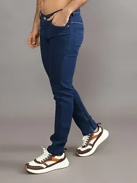 Stylish Blue Denim Solid Mid-Rise Jeans For Men-thumb1