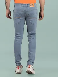 Stylish Grey Denim Solid Mid-Rise Jeans For Men-thumb1