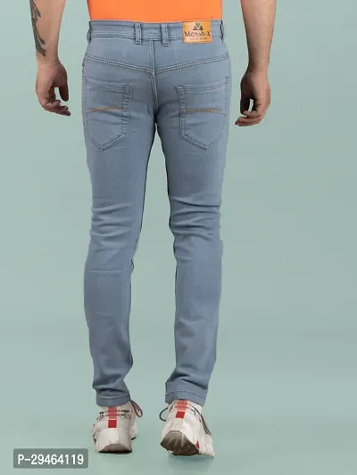 Stylish Grey Denim Solid Mid-Rise Jeans For Men-thumb2