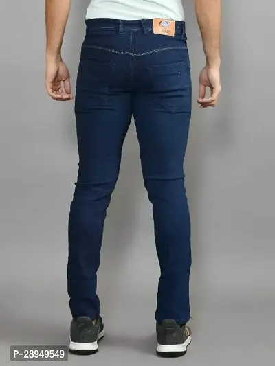 Stylish Blue Denim Solid Mid-Rise Jeans For Men-thumb2