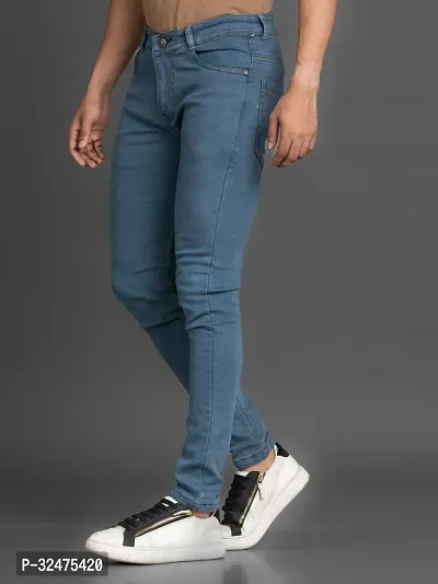 Comfortable Grey Denim Mid-Rise Jeans For Men