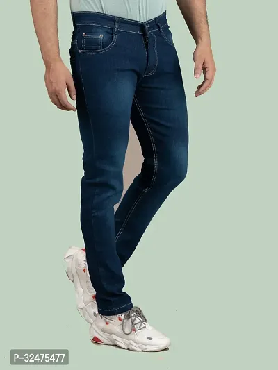 Comfortable Blue Denim Mid-Rise Jeans For Men-thumb3